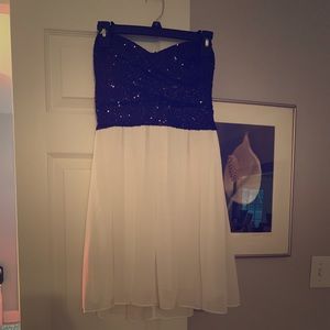 Black and white strapless sequence dress size 6